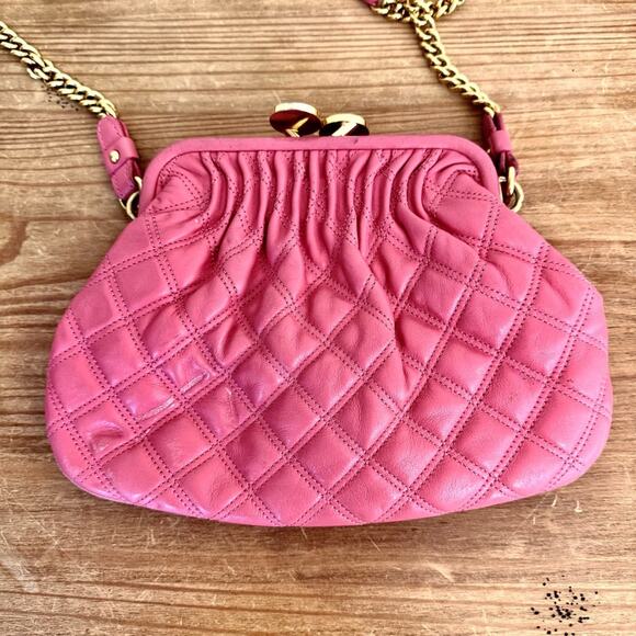 Marc Jacobs Little Stam Quilted Leather Chain Bag Purse Bubble Pink - Picture 15 of 15
